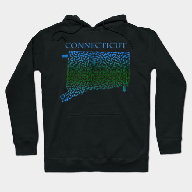 Connecticut State Outline Maze & Labyrinth Hoodie by gorff